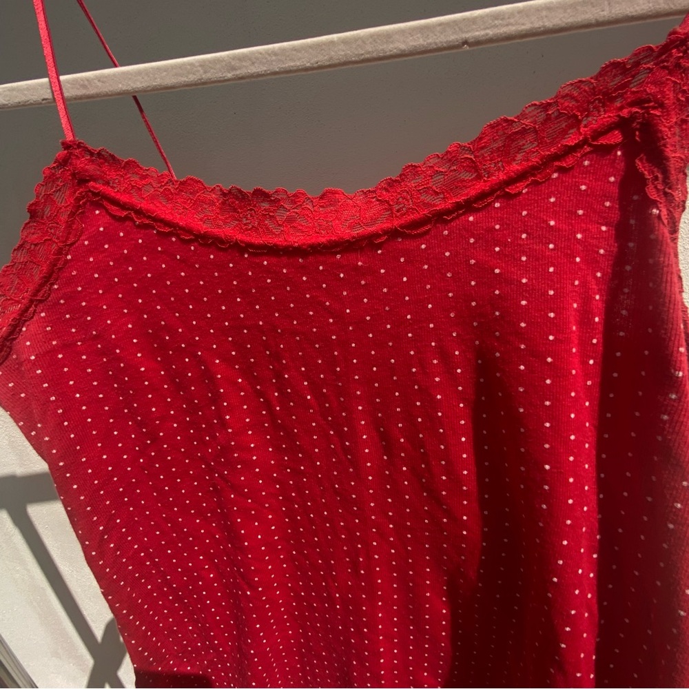Y2K Red & White Polkadot Lace Cami Size Small - Picture 4 of 6